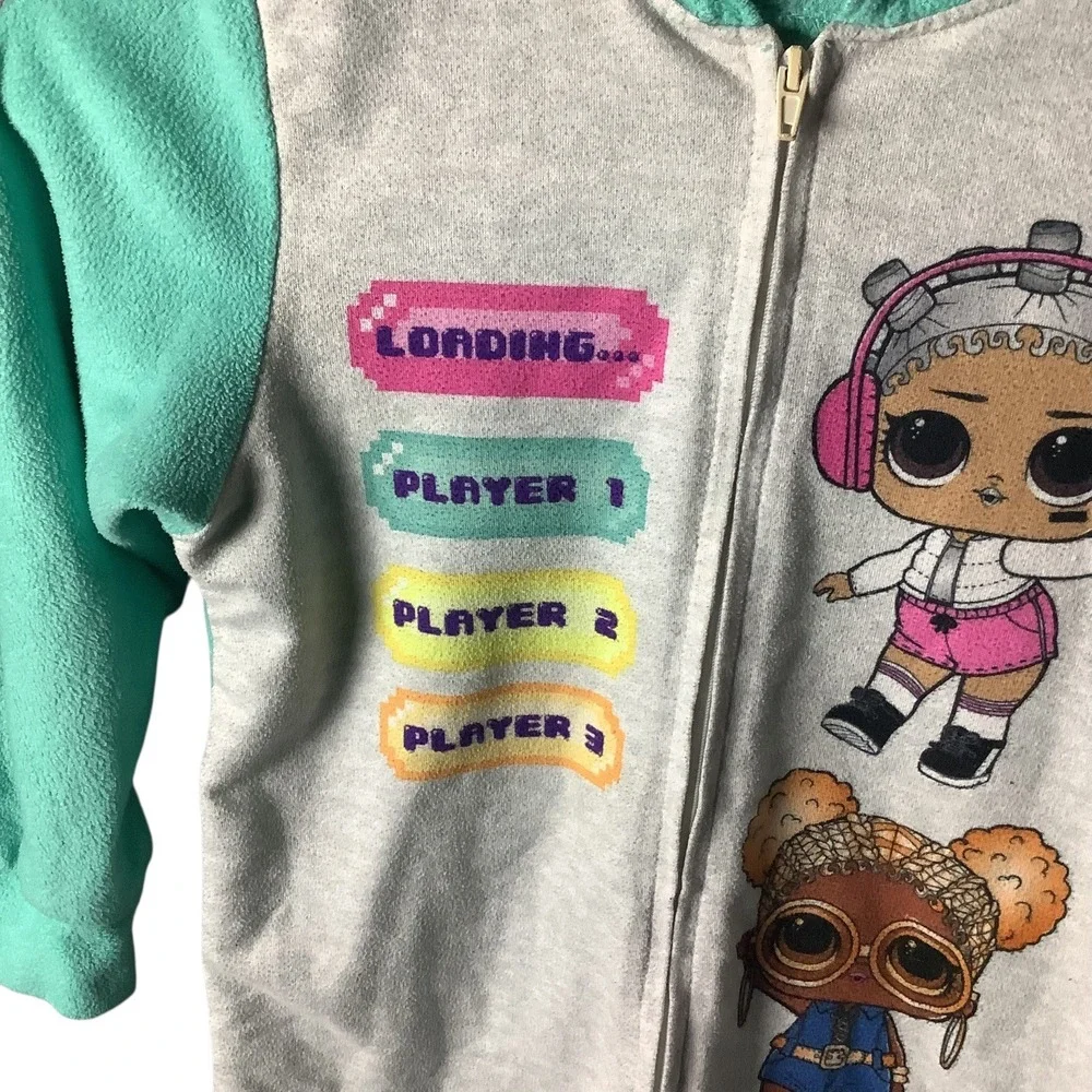 LOL Surprise Girls Hooded Union Suit One Piece Pajamas Size‎ Small Zip Front